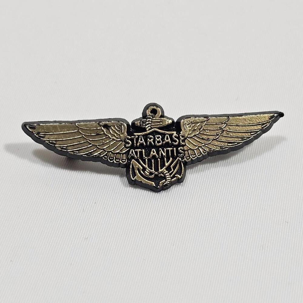 Vintage US Navy Starbase Atlantis Aviator Wings Lapel Hat Pin